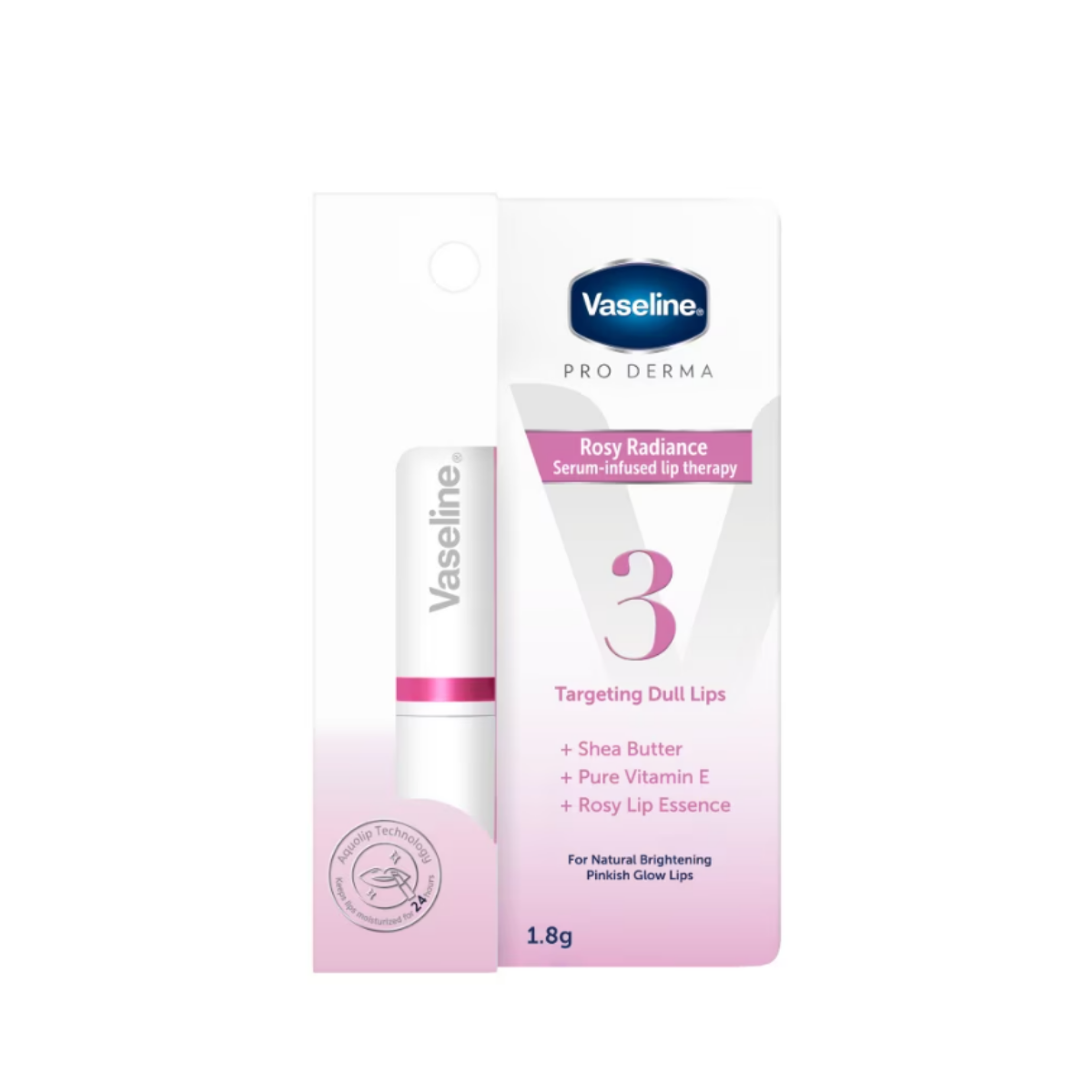 VASELINE LIP CARE PRO DERMA ROSY GLOW 1.8G