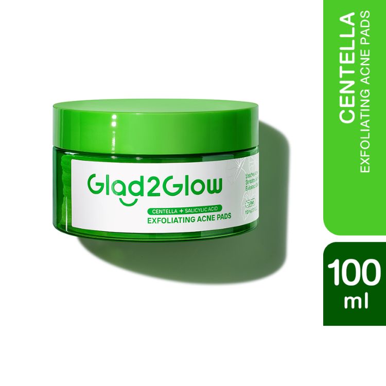 GLAD2GLOW CENTELLA SALICYLIC ACID EXFOLIATING ACNE PADS 30 PCS