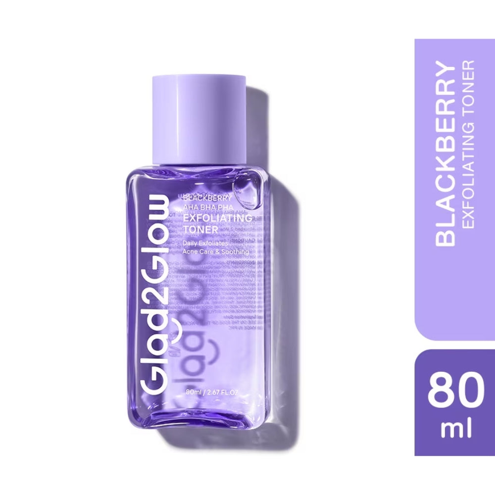GLAD2GLOW BLACKBERRY AHA BHA PHA EXFOLIATING TONER 80ML