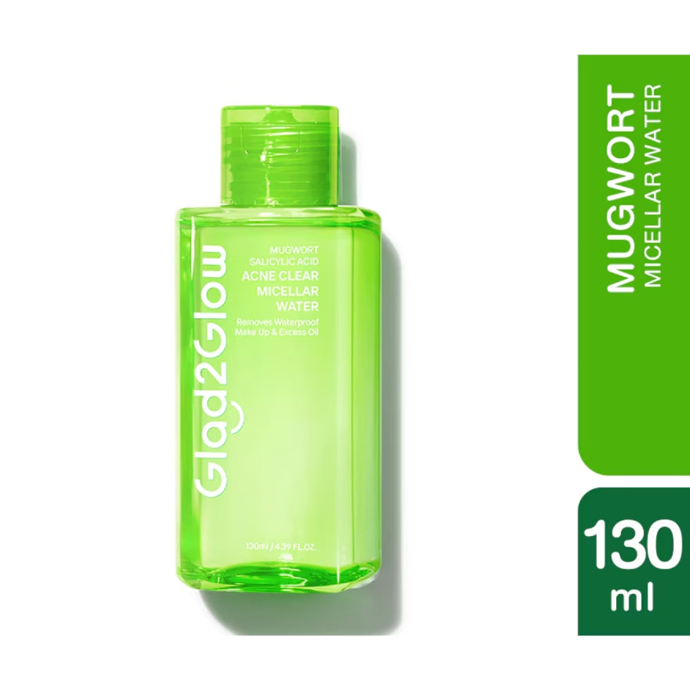 GLAD2GLOW MUGWORT SALICYLIC ACID ACNE CLEAR MICELLAR WATER 130ML