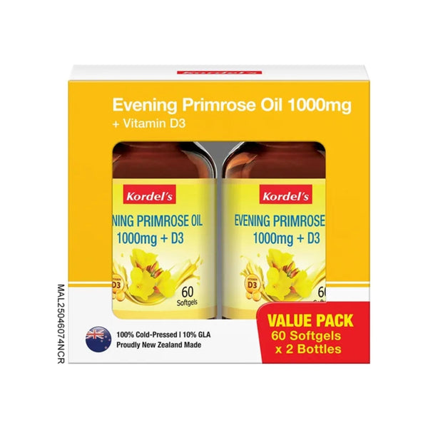 KORDELS EVENING PRIMROSE OIL 1000MG+VITD3 60SX2
