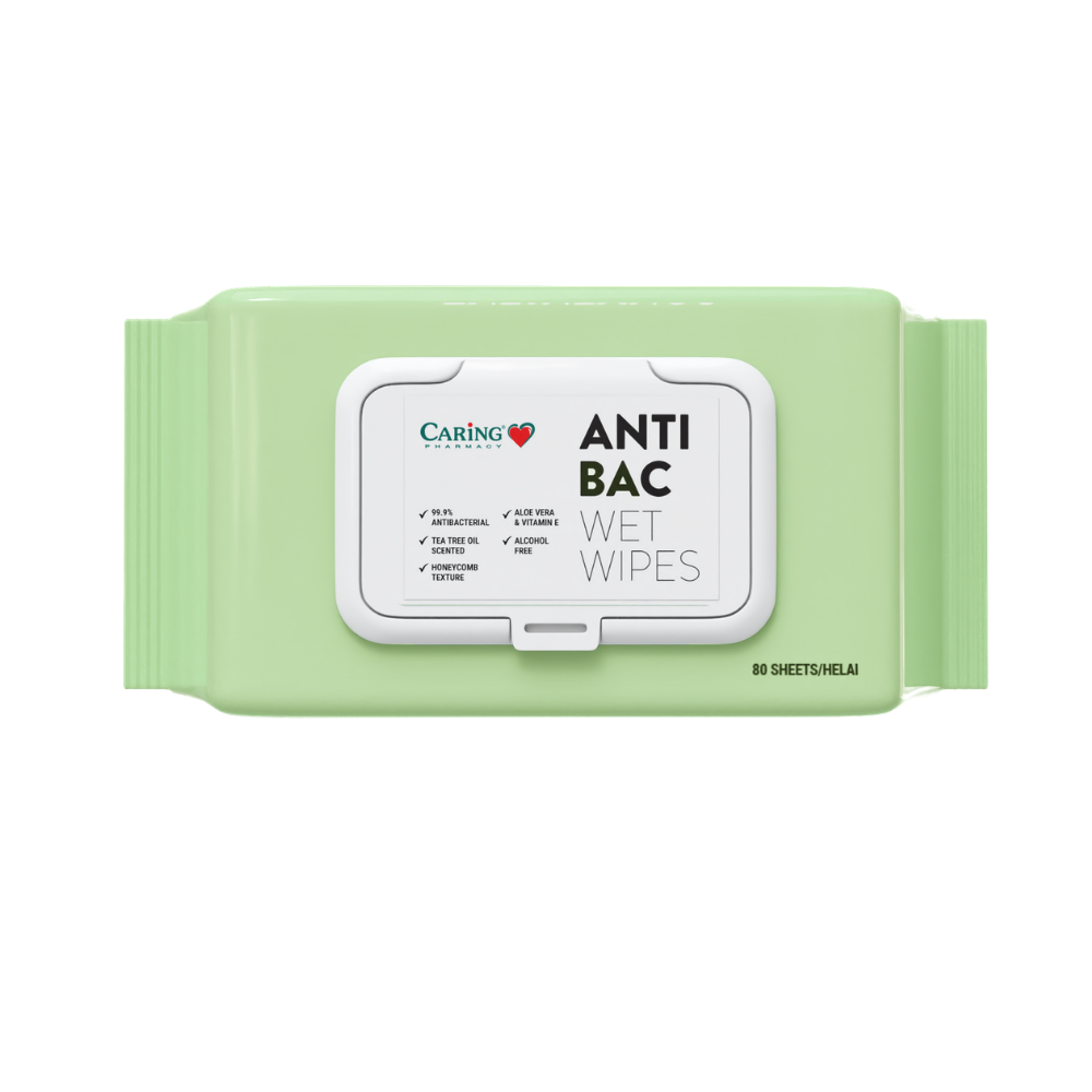 CARING ANTIBACTERIAL WET WIPES FRAGRANCE FREE 80S