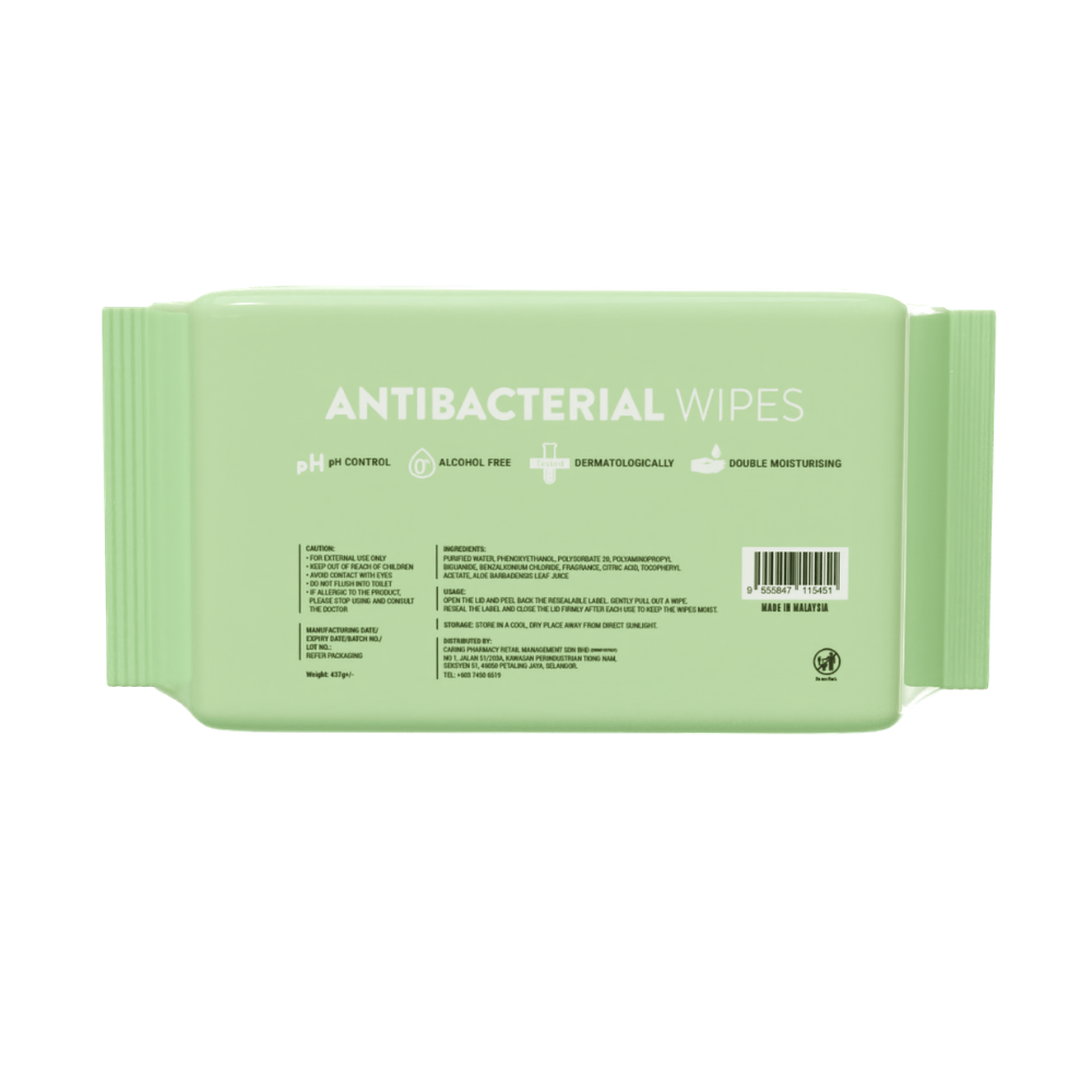 CARING ANTIBACTERIAL WET WIPES FRAGRANCE FREE 80S