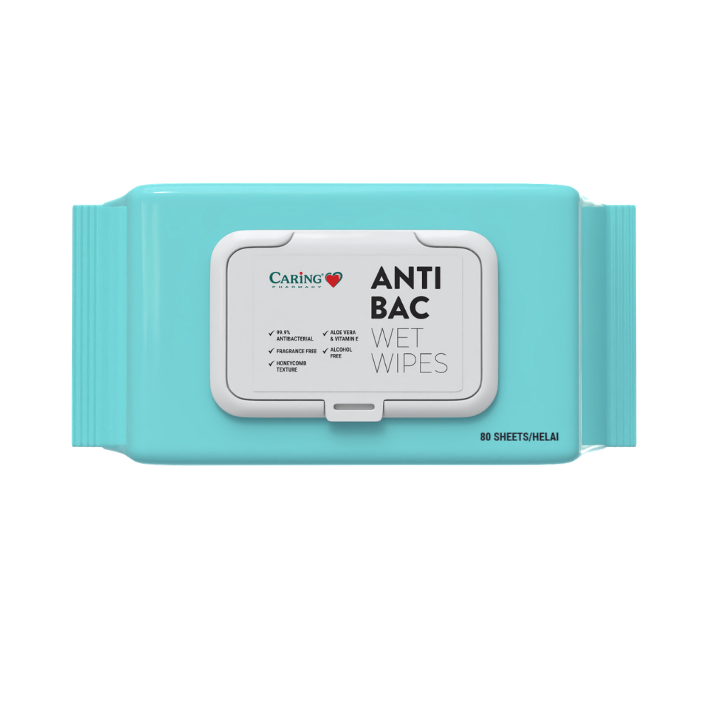 CARING ANTIBACTERIAL WET WIPES TEA TREE 80S