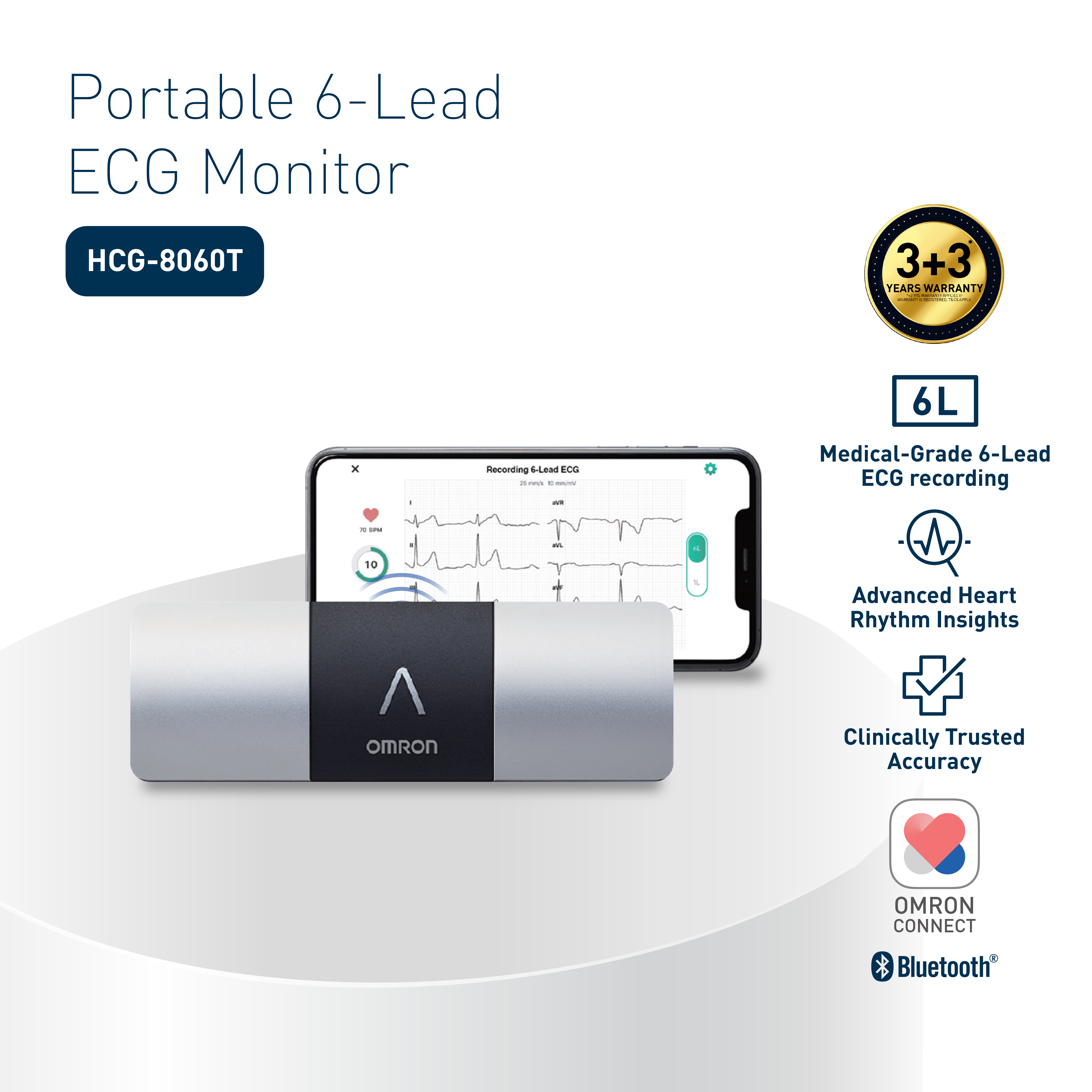 OMRON 6-LEAD PORTABLE ECG MONITOR HCG-8060T