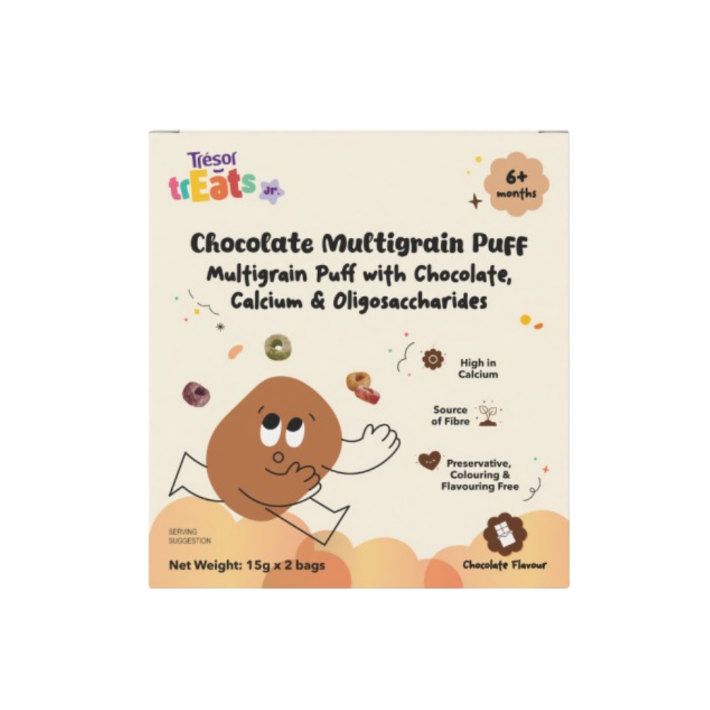 TRESOR TREATS JR CHOCOLATE MULTIGRAIN PUFF 15G 2S