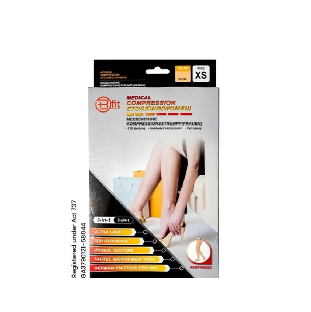 BFIT 5IN1 MEDICAL COMPRESSION STOCKING W/ANTI SLIP SILICONE - PANTHYHOSE S182 XS