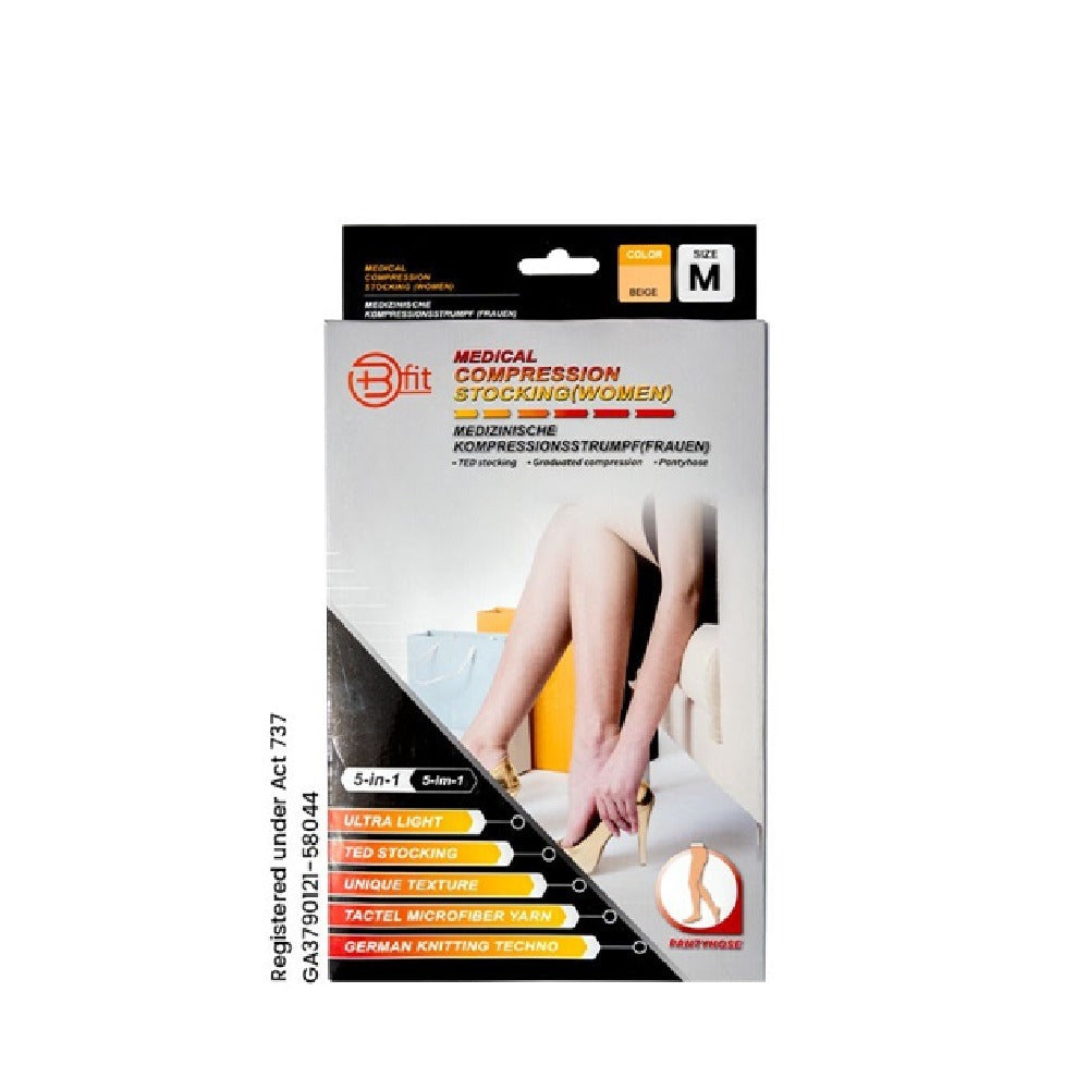 BFIT 5IN1 MEDICAL COMPRESSION STOCKING W/ANTI SLIP SILICONE - PANTHYHOSE S182 M