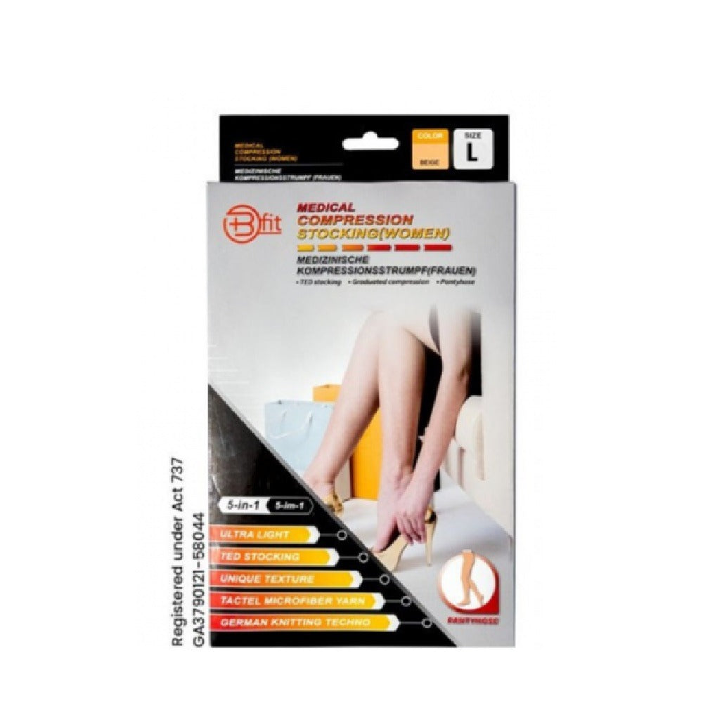 BFIT 5IN1 MEDICAL COMPRESSION STOCKING W/ANTI SLIP SILICONE - PANTHYHOSE S182 L