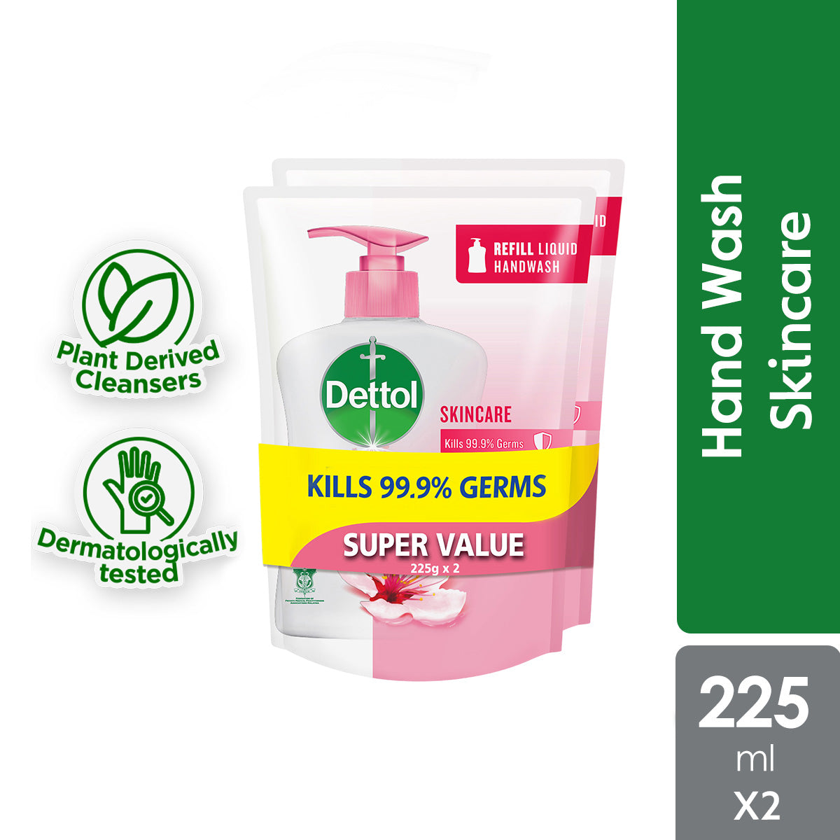 DETTOL HAND SOAP SKINCARE REFILL 225ML 2S