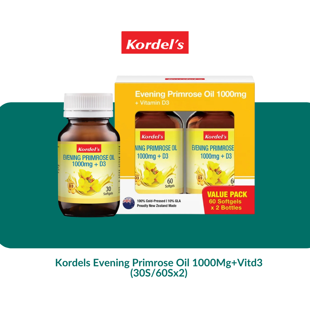 Kordels Evening Primrose Oil 1000Mg + Vitd3 (30S/60Sx2)