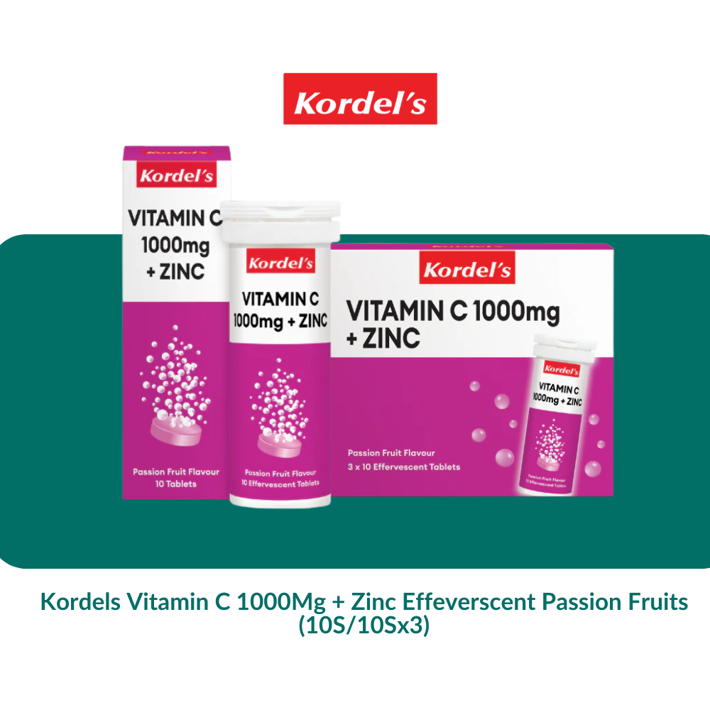 Kordels Vitamin C 1000Mg + Zinc Effeverscent Passion Fruits (10S/10Sx3)