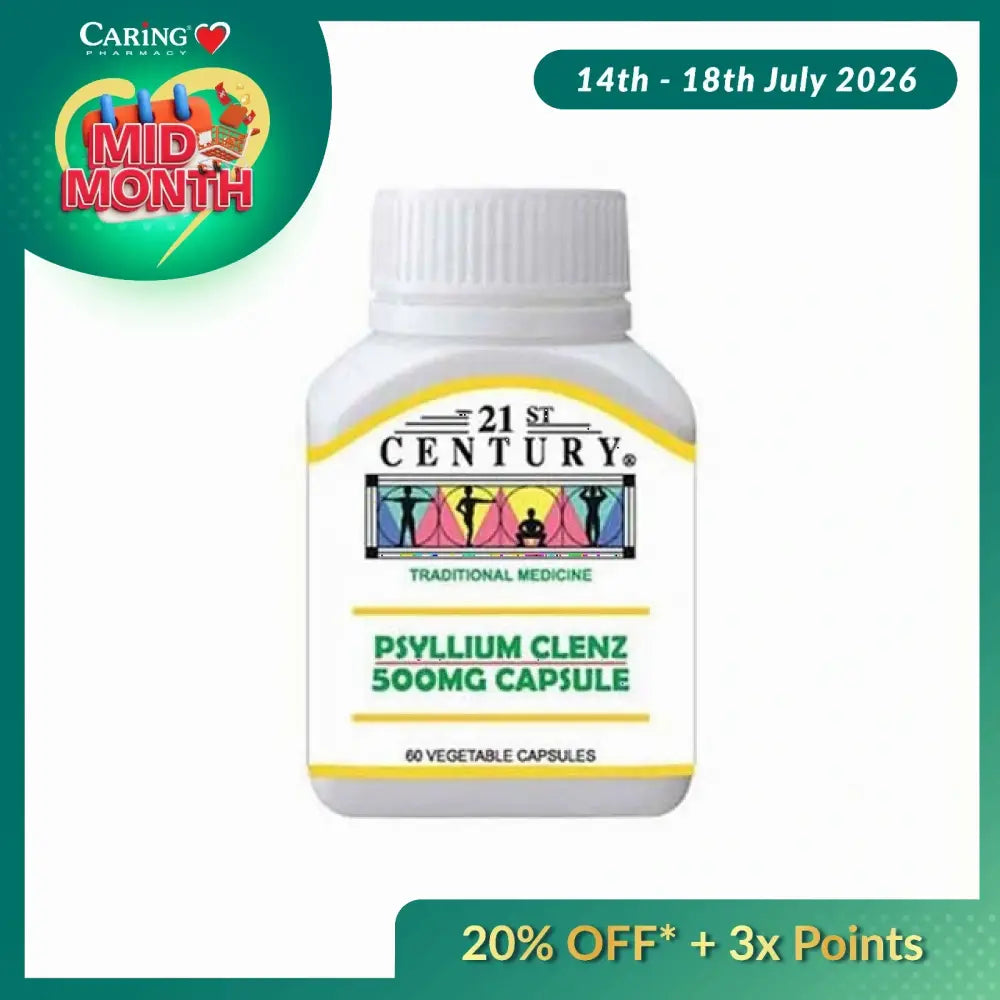21ST CENTURY PSYLLIUM CLENZ 500MG 60S