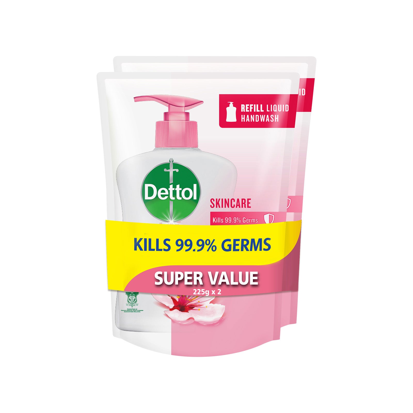 DETTOL HAND SOAP SKINCARE REFILL 225ML 2S