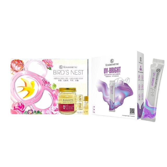 KINOHIMITSU UV-BRIGHT PRO 15S + KINOHIMITSU BIRD NEST SNOW LOTUS & CHIA SEED 6S