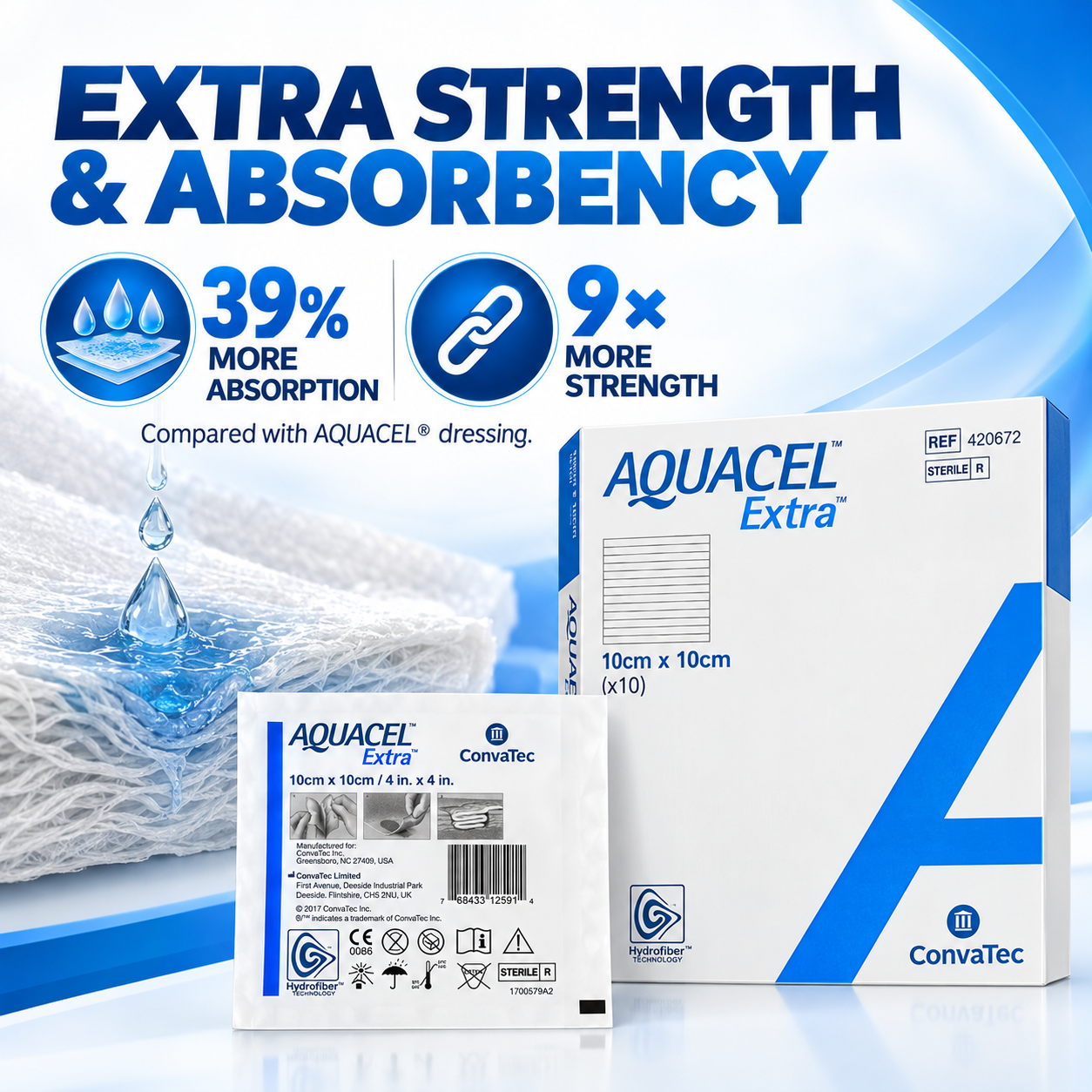 CONVATEC AQUACEL EXTRA 10CMX10CM (420672) 10S