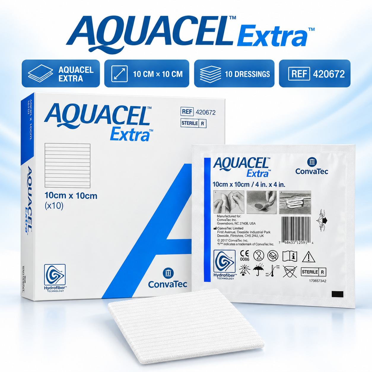 CONVATEC AQUACEL EXTRA 10CMX10CM (420672) 10S
