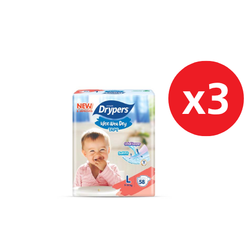 DRYPERS WEE WEE DRY L 58S X 3