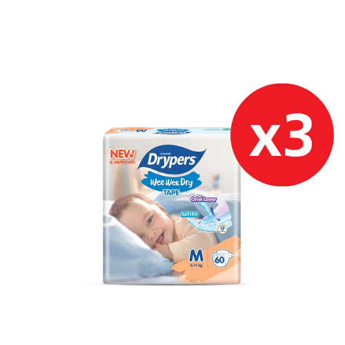 DRYPERS WEE WEE DRY M 60S X 3