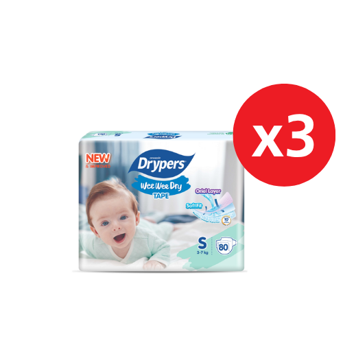 DRYPERS WEE WEE DRY S 80S X 3