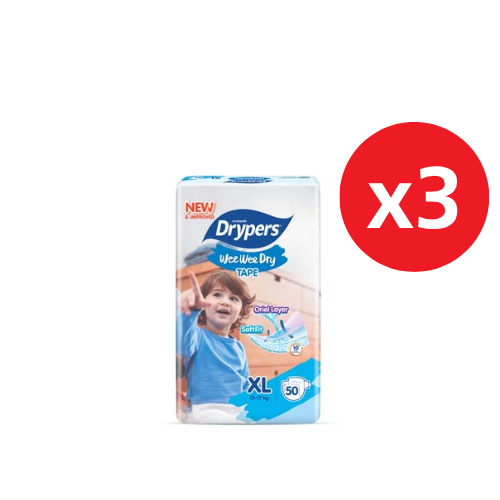 DRYPERS WEE WEE DRY XL 50S X 3