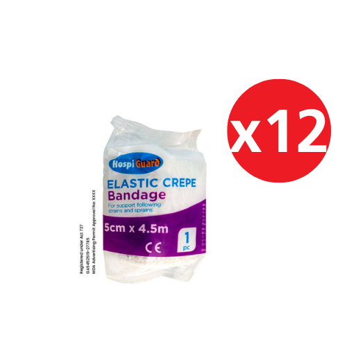 HOSPIGUARD ELASTIC CREPE BANDAGE 5CM X 4.5M 1S X 12