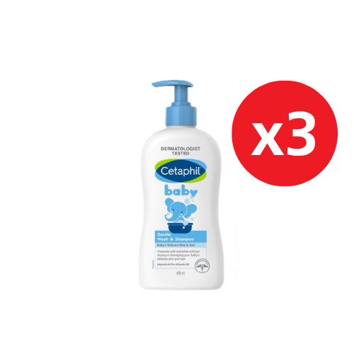 CETAPHIL BABY GENTLE WASH & SHAMPOO 400ML X3
