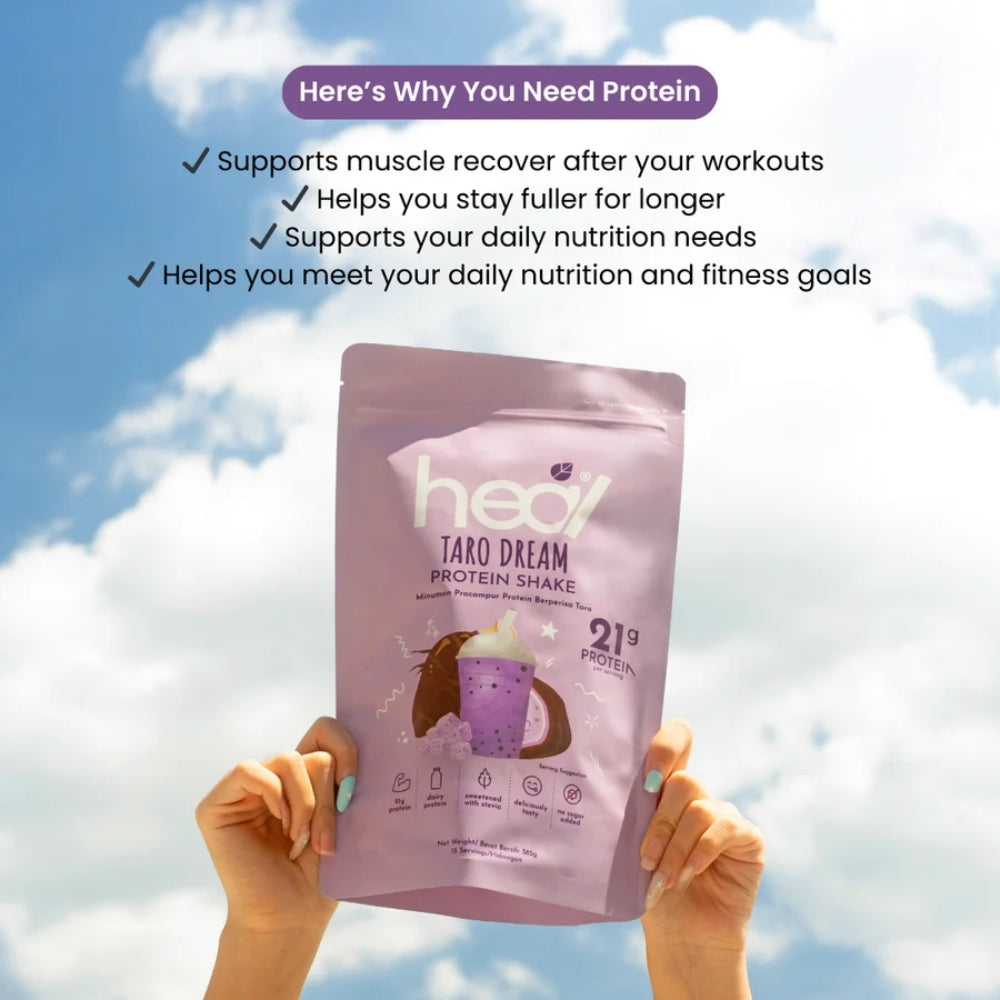 HEAL Taro Dream Protein Shake 585g taro-flavoured whey and milk protein powder