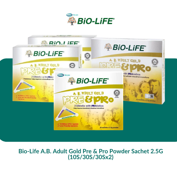 Bio-Life A.B. Adult Gold Pre & Pro Powder Sachet 2.5G (10S/30S/30Sx2)