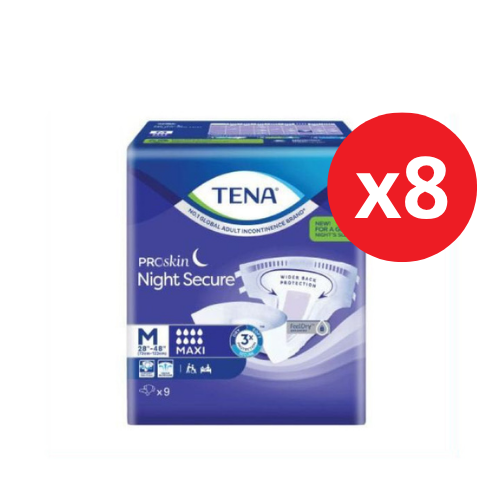 TENA Proskin Night Secure Adult Diaper - Tape (M - 9s × 8)