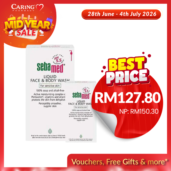 SEBAMED LIQUID FACE & BODY WASH 1L+200ML