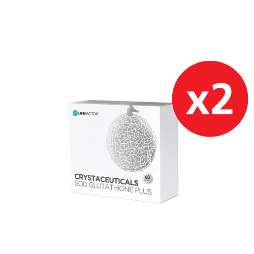 sod glutathione Superoxide Dismutase Supplement 500mg Take 1 capsule per day Food supplements should not be used as a substitute for a balanced and varied diet and a healthy lifestyle CRYSTACEUTICALS SOD GLUTATHIONE PLUS 60S