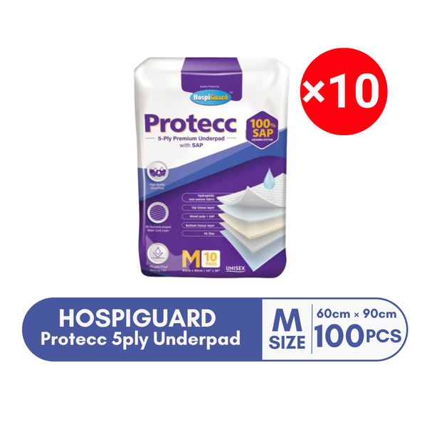 HOSPIGUARD PROTECC 5PLY UNDERPAD 60CM X 90CM 10S × 10