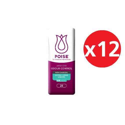 POISE LINERS CHARCOAL EXTRA LONG 20S x24
