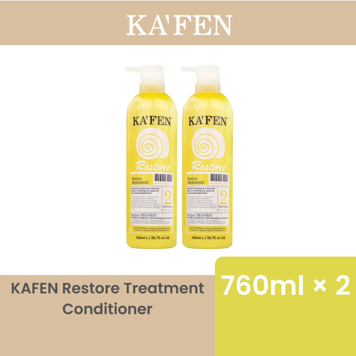 KAFEN RESTORE TREATMENT CONDITIONER 760ML × 2