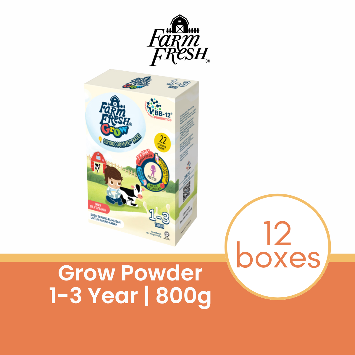 FARM FRESH Grow Powder 1-3 Years 800g × 12