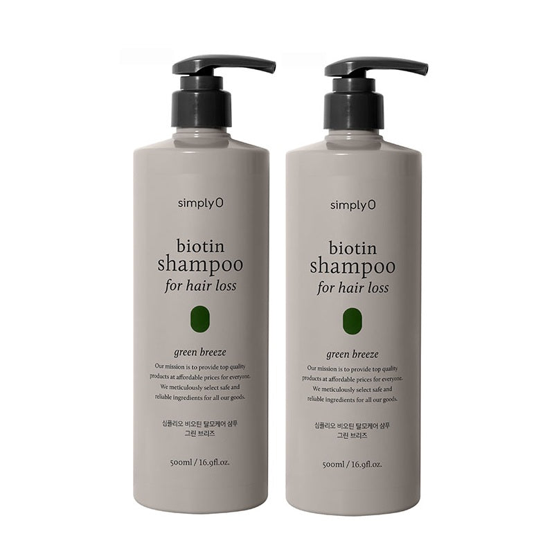 SIMPLY O BIOTIN SHAMPOO FOR HAIR LOSS GREEN BREEZE 500ML x 2