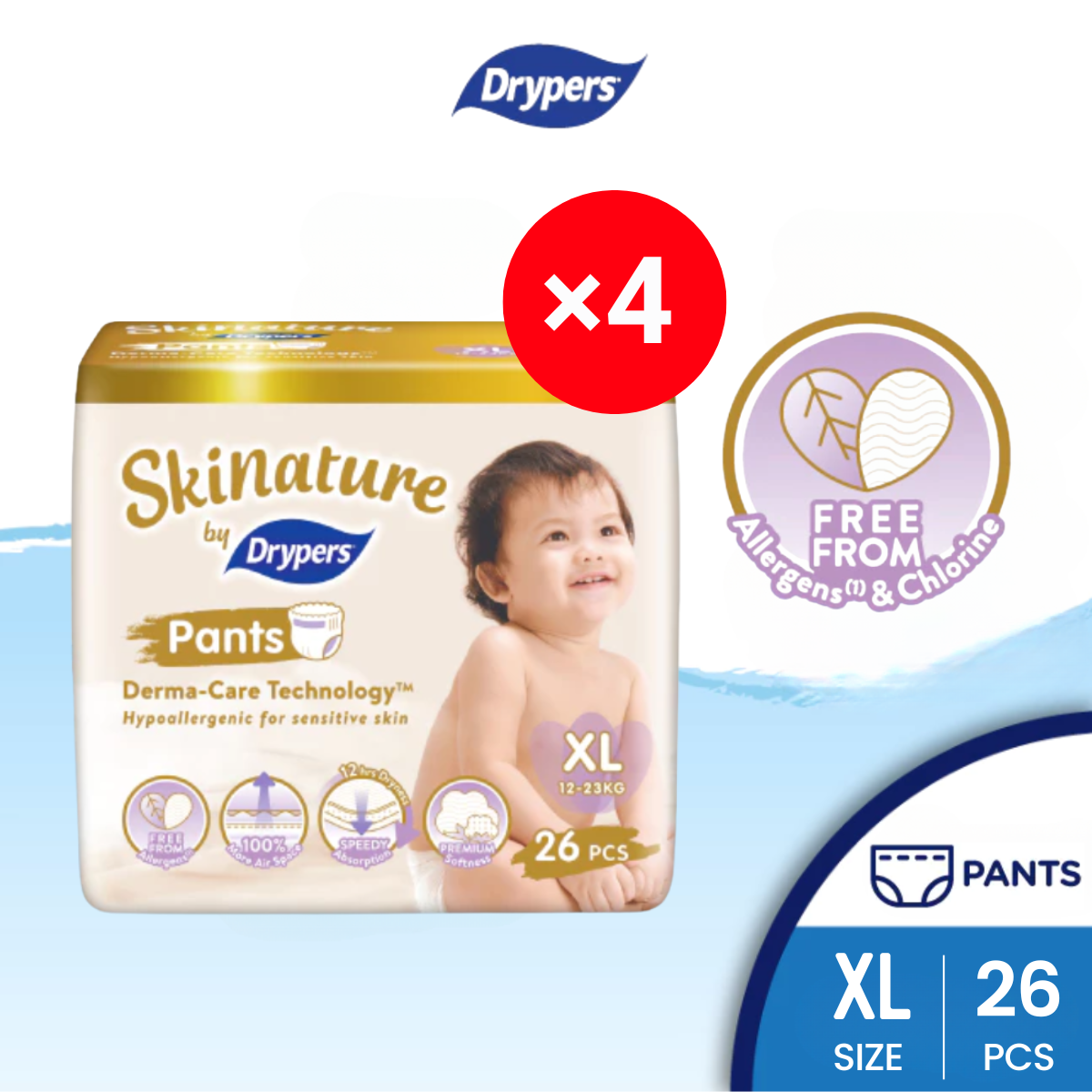 SKINATURE PANTS BY DRYPERS XL 26S × 4