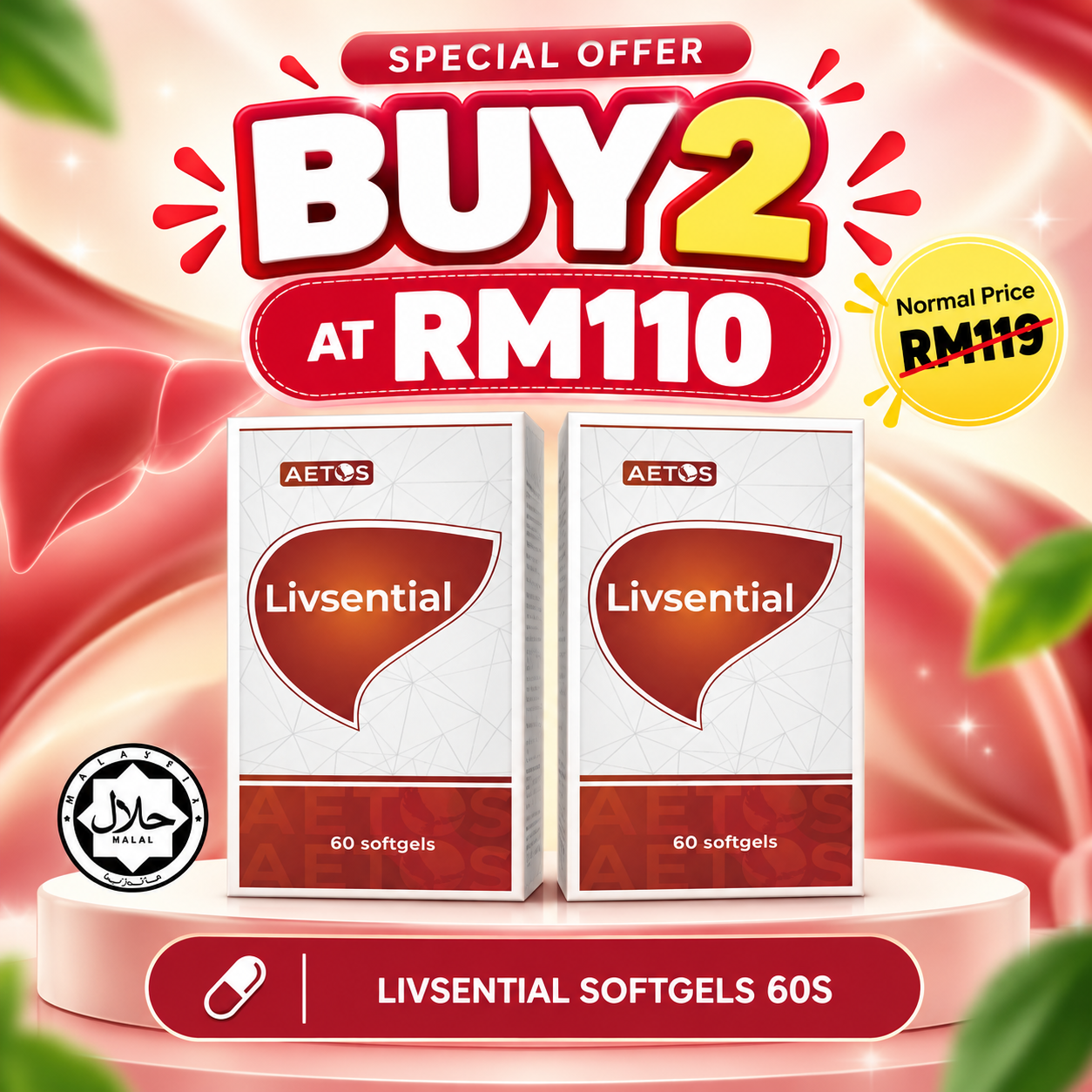LIVSENTIAL SOFTGELS 60S x2