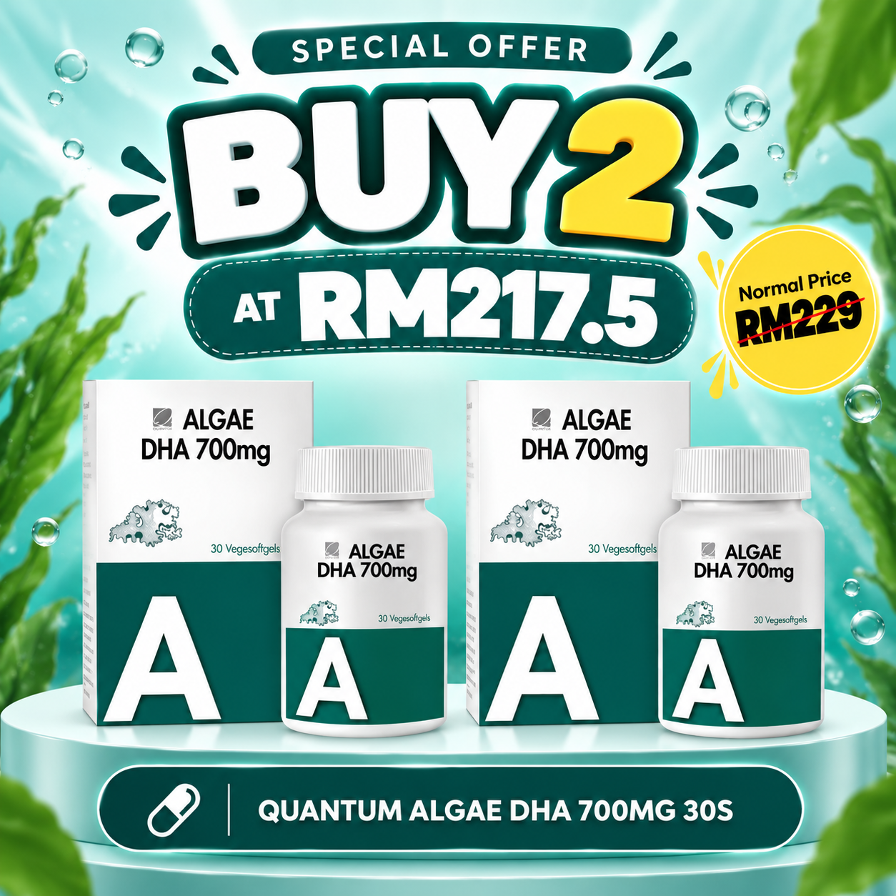 QUANTUM ALGAE DHA 700MG 30S x2