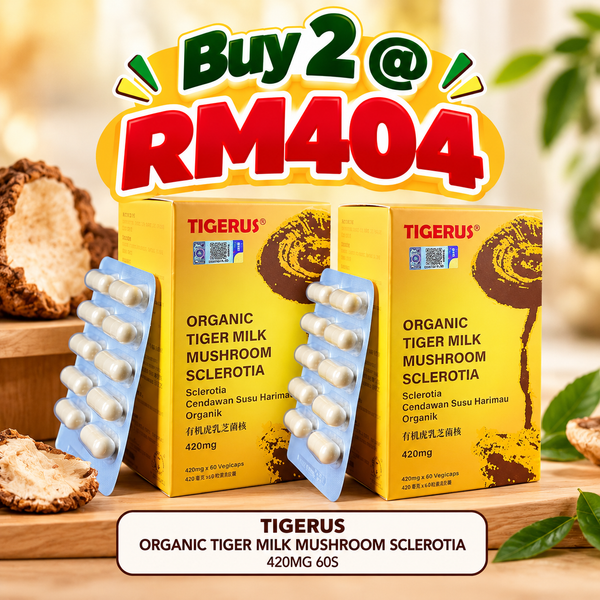 [Bundle of 2] TIGERUS ORGANIC TIGER MILK MUSHROOM SCLEROTIA 420MG 60S