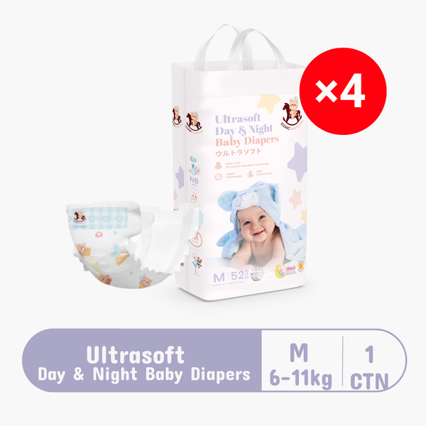 ICONIC BABYCARE ULTRASOFT DAY & NIGHT BABY DIAPERS M 52S × 4