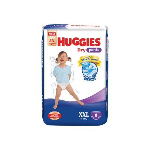 HUGGIES DRY PANTS REGULAR 15-25KG XXL 8S