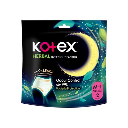 KOTEX OVERNIGHT PANTIES HERBAL M/L 2S