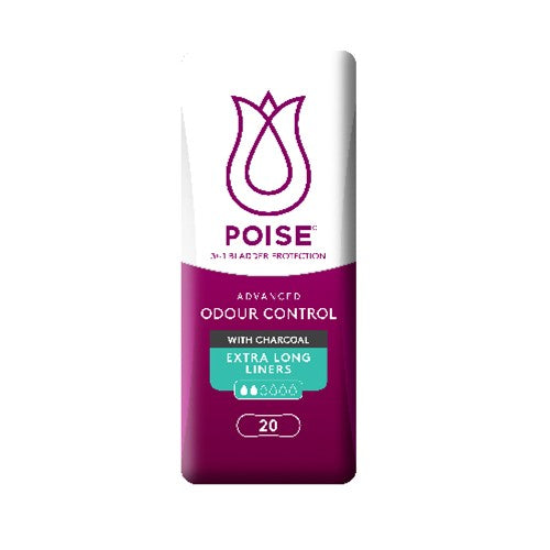 POISE LINERS CHARCOAL EXTRA LONG 20S