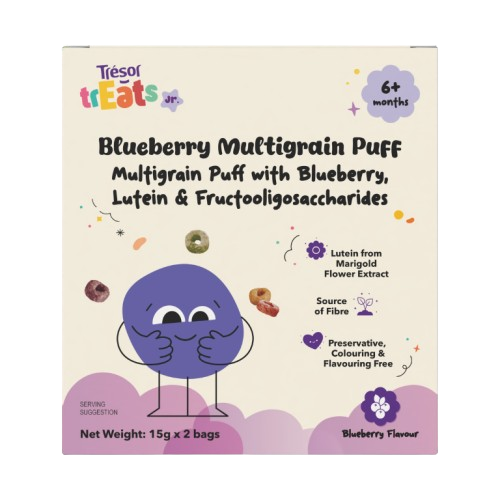 TRESOR TREATS JR BLUEBERRY MULTIGRAIN PUFF 15G 2S