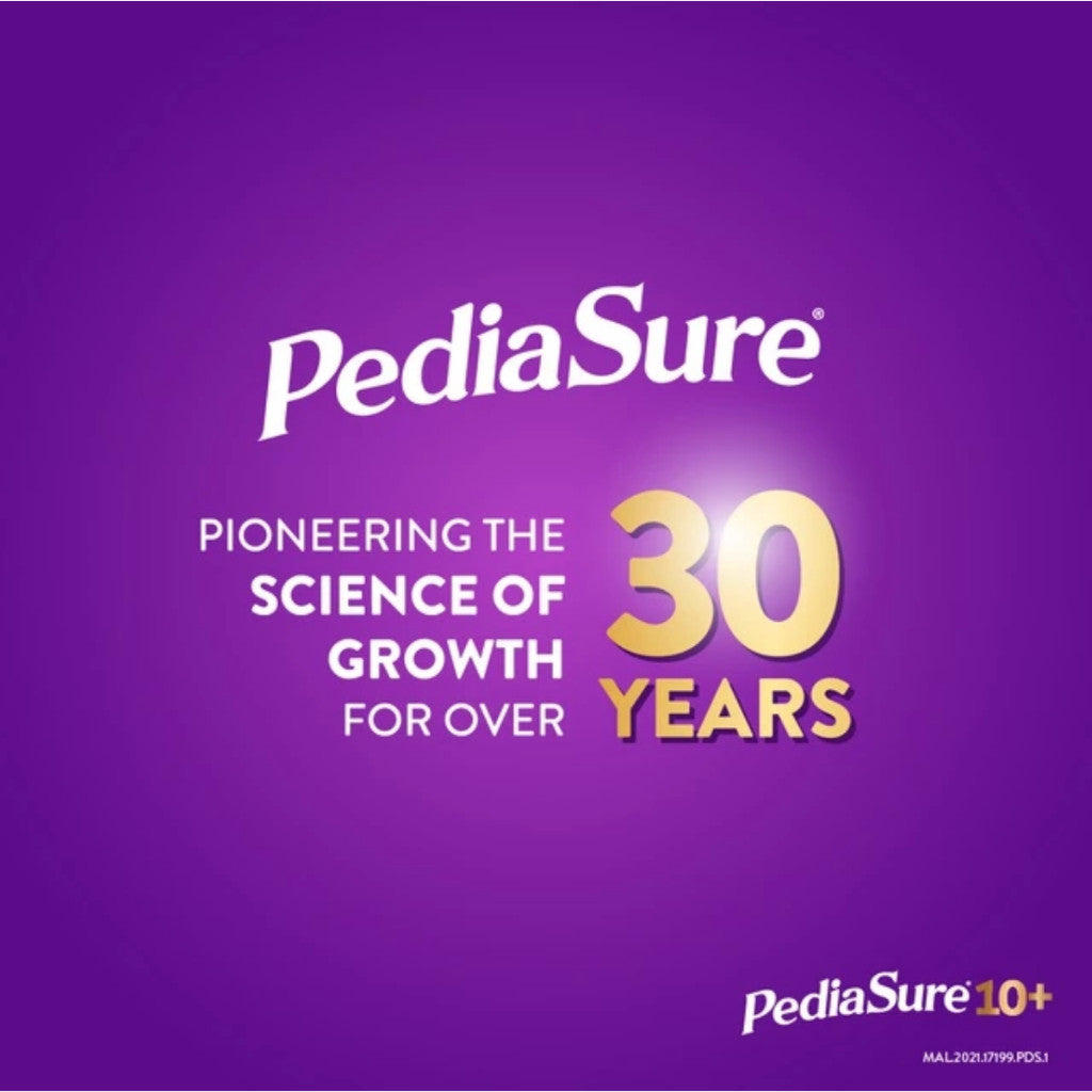 PediaSure 10+ Vanilla 850g packaging highlighting over 30 years of pioneering the science of growth