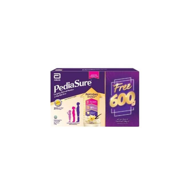 PediaSure Peptigro Vanilla 1.8kg bundle featuring a free 600g pack for children's nutritional support
