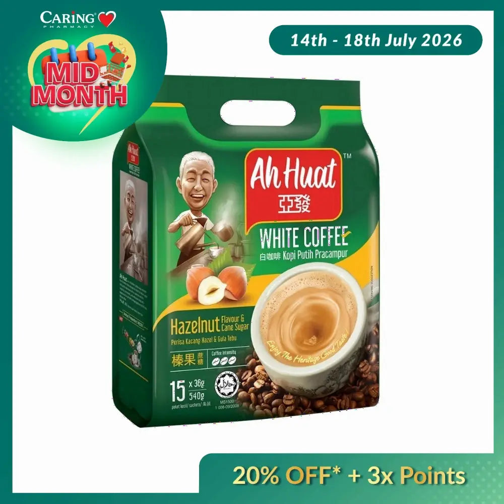AH HUAT WHITE COFFEE HAZELNUT + CANE SUGAR 36G 15S