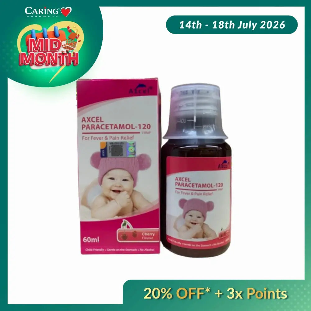 AXCEL PARACETAMOL 120MG CHERRY FLAVOURED 100ML